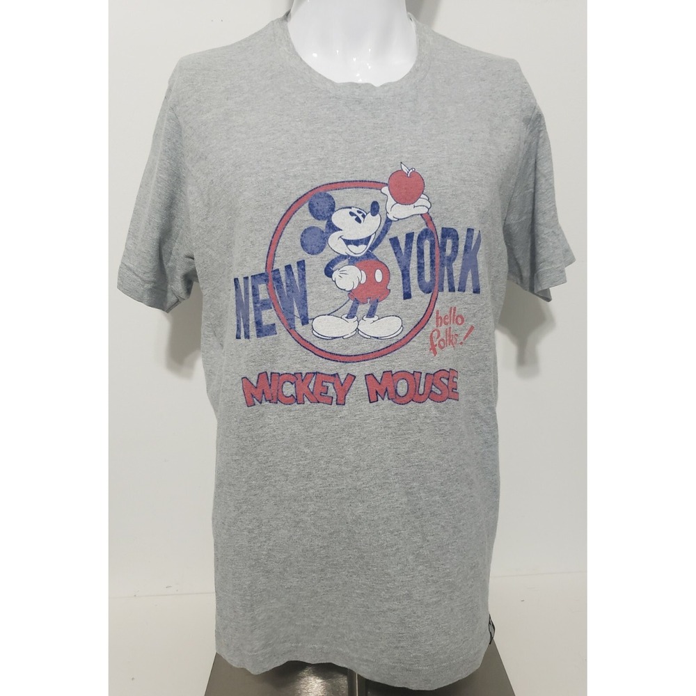 Uniqlo UT x Disney Collection Mickey Mouse City Logo New York Grey Tee Size Lrg
